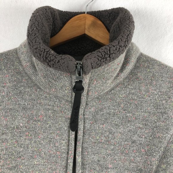 Bench Women's Size Large Grey Fleece Lined Wool Blend Full Zip Knit Jacket - Picture 5 of 10